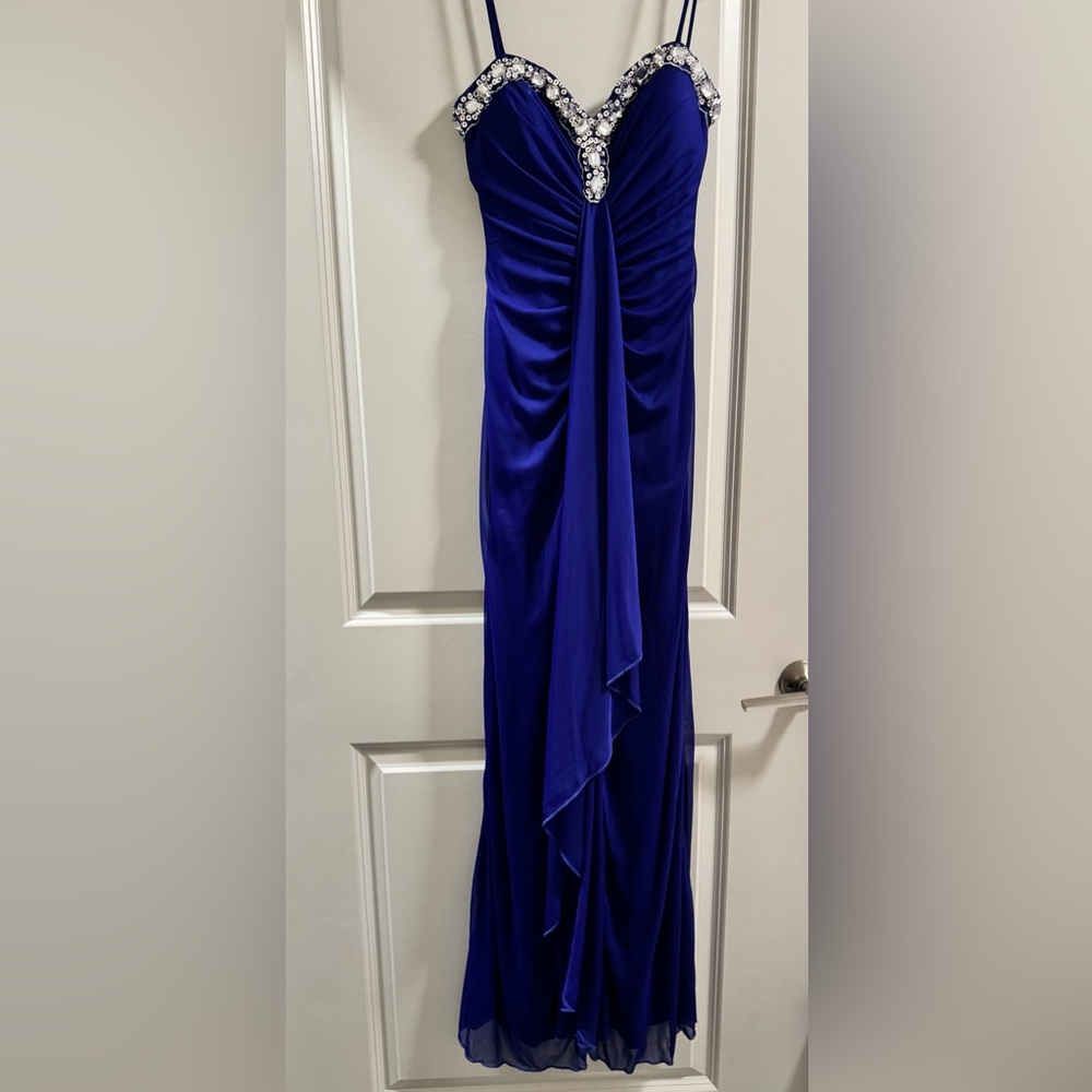 Onyx Deep Blue Embellished Prom Dress